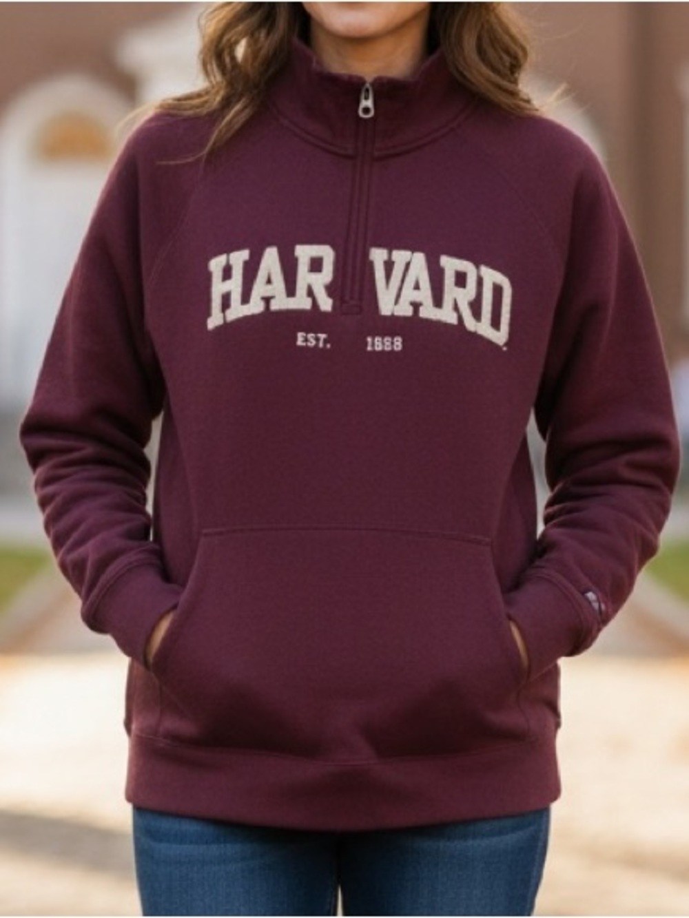 90s Harvard Half-Zip Pullover by Jansport - Maroon XL - vintage but never worn!